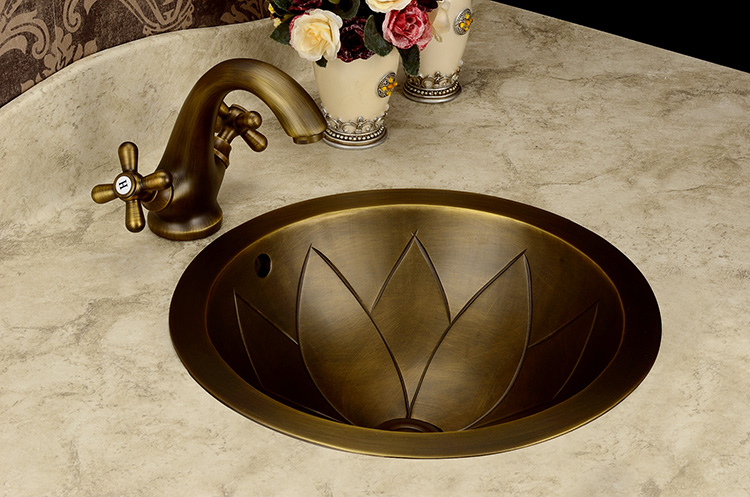 Lokeren round brass antique bronze bathroom sink